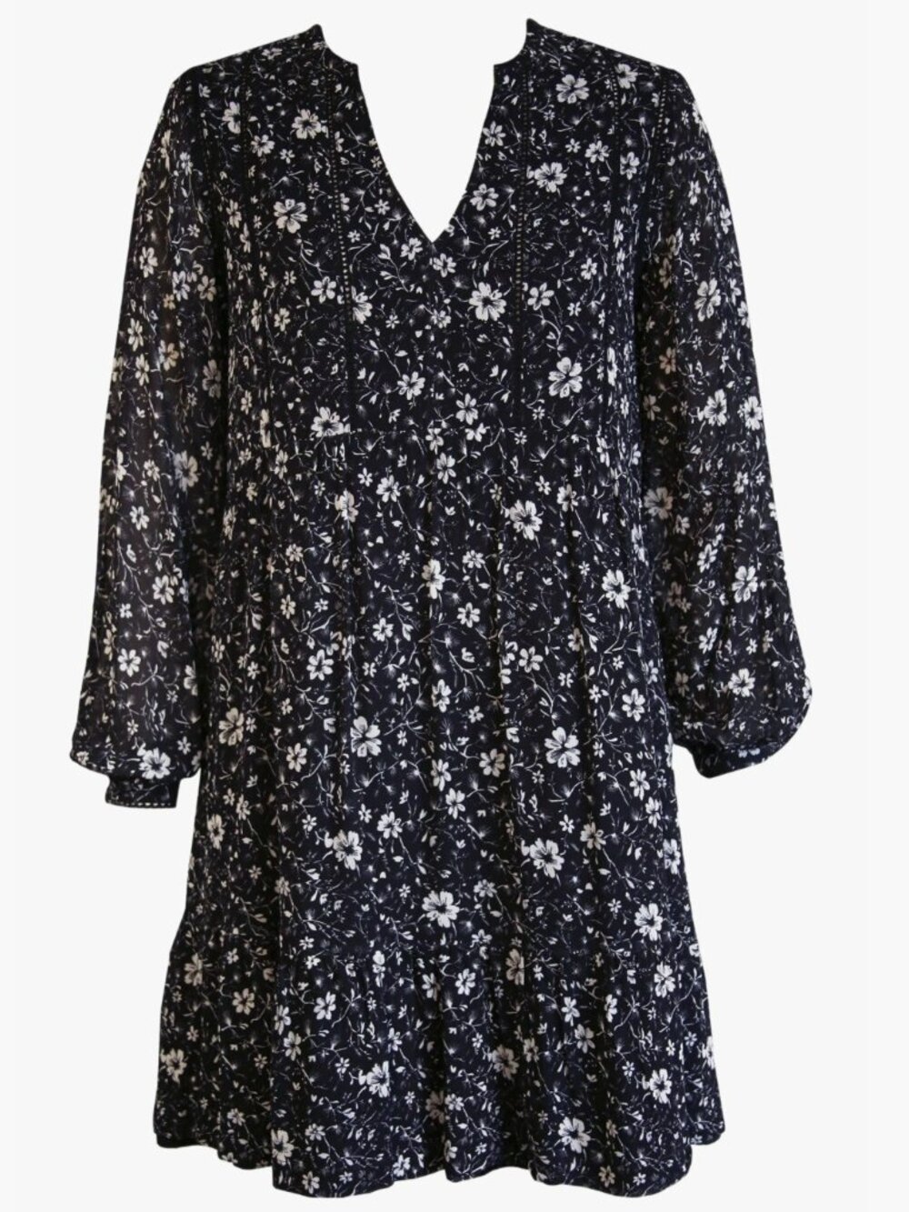 ABLE Naomi Flowy Mini Dress Size M Black Floral Boho Whimsical GIrly Vacation